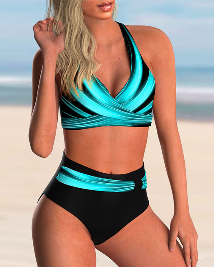 Liliana - Bikini set s překříženým výstřihem a potiskem