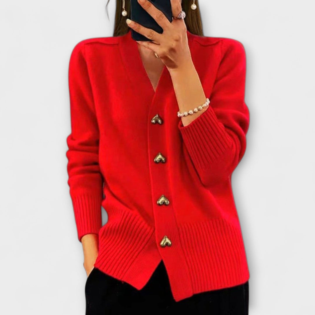Marij - Tmavě modrý kardigan s výstřihem do V ve vintage stylu