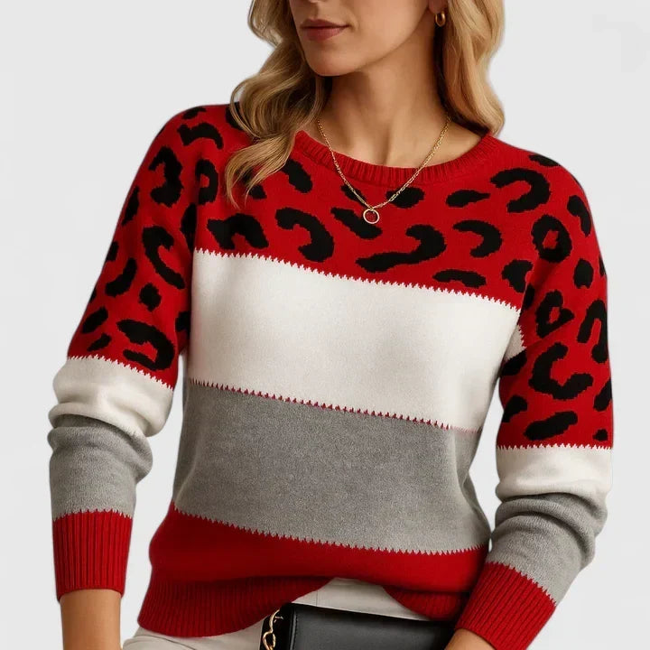 Marizelina - Stylový svetr s leopardím vzorem
