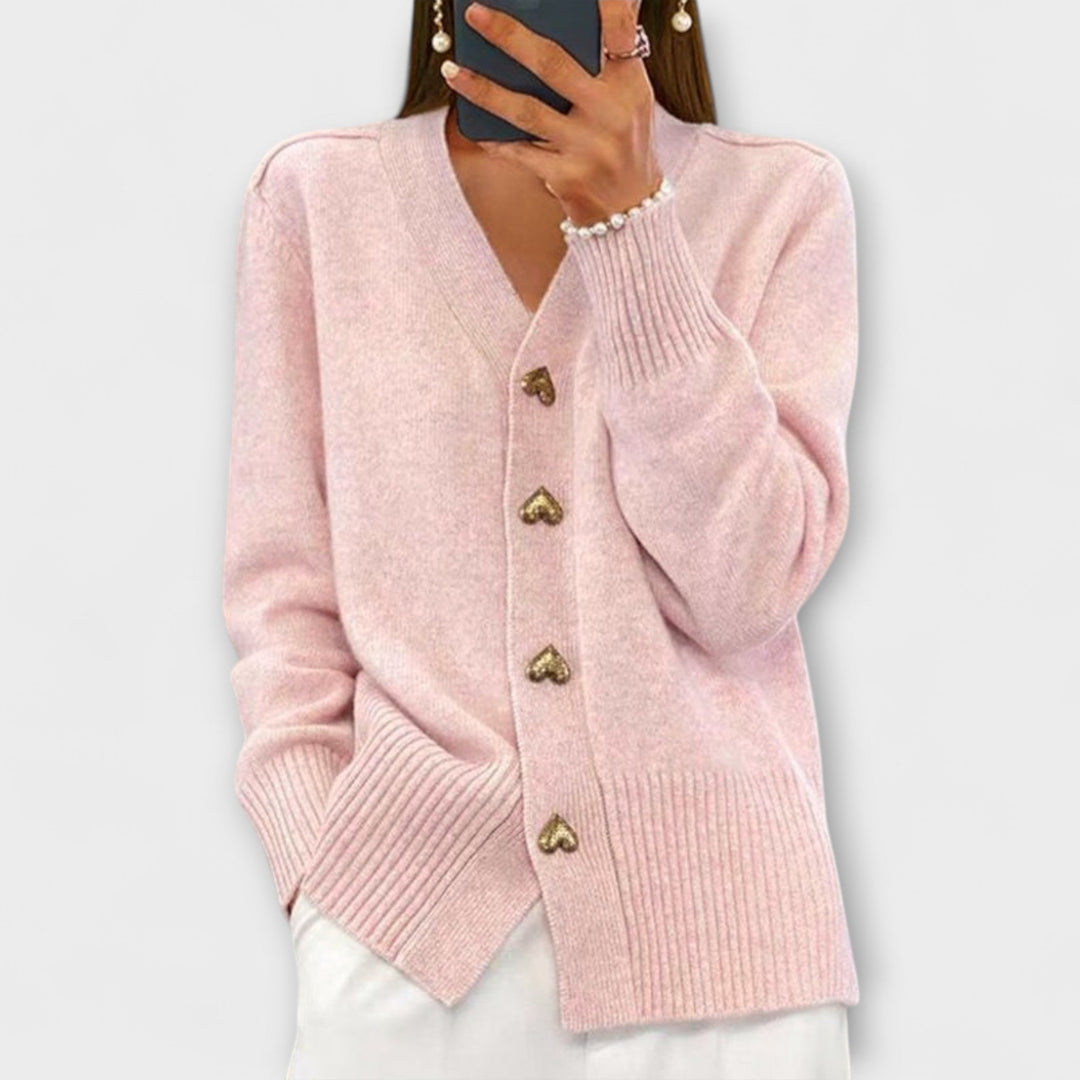 Marij - Tmavě modrý kardigan s výstřihem do V ve vintage stylu