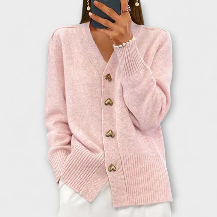 Marij - Tmavě modrý kardigan s výstřihem do V ve vintage stylu