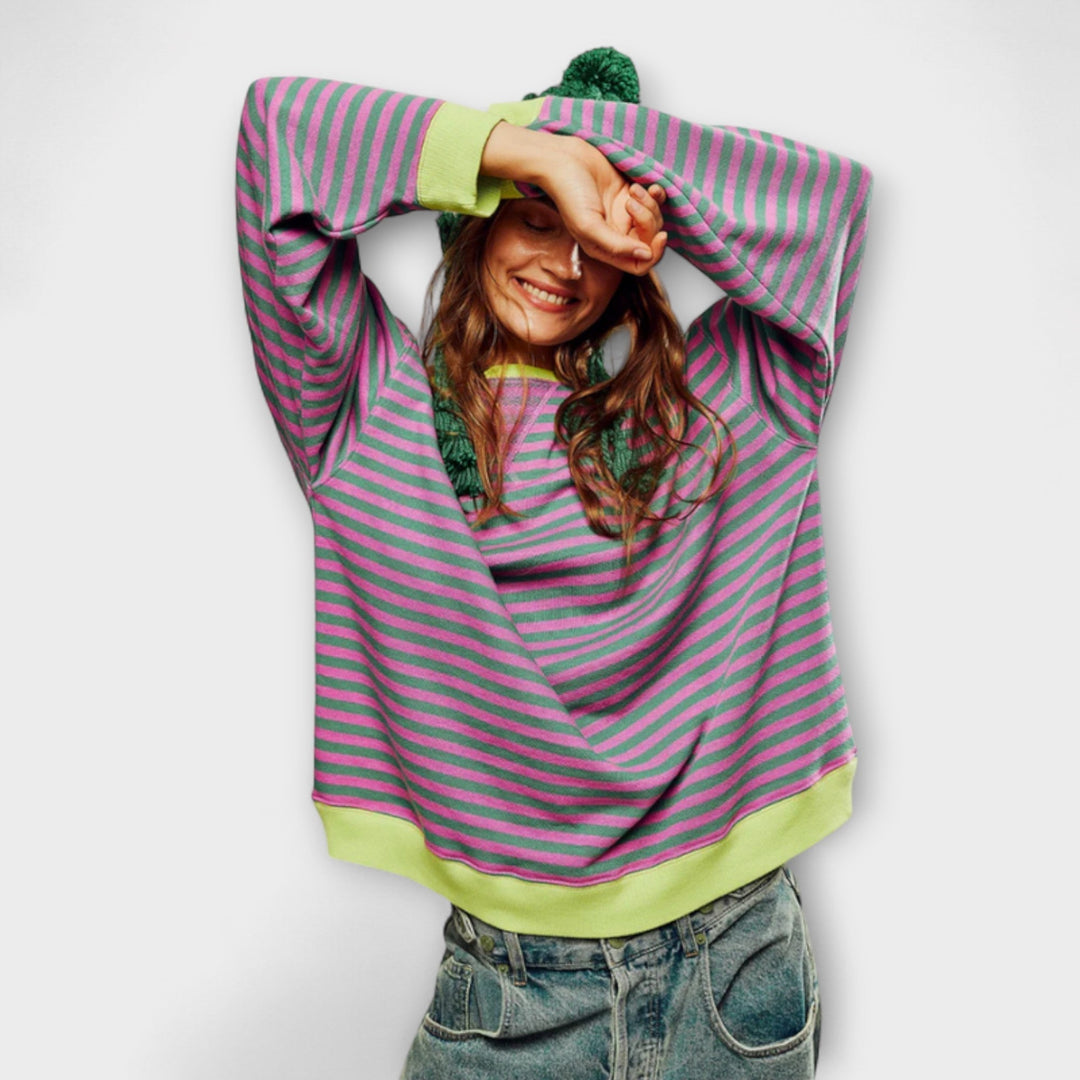 Marlene - Modrobílý pruhovaný oversized svetr