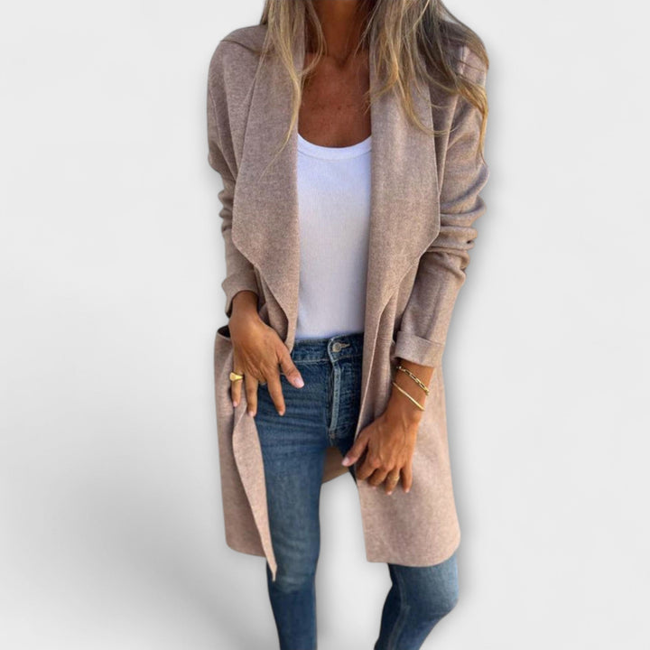 Eliane - Elegantní dlouhý šedý kardigan