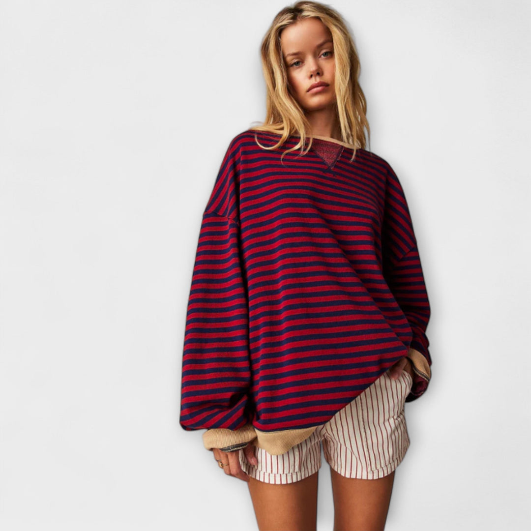 Marlene - Modrobílý pruhovaný oversized svetr