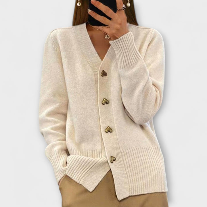 Marij - Tmavě modrý kardigan s výstřihem do V ve vintage stylu