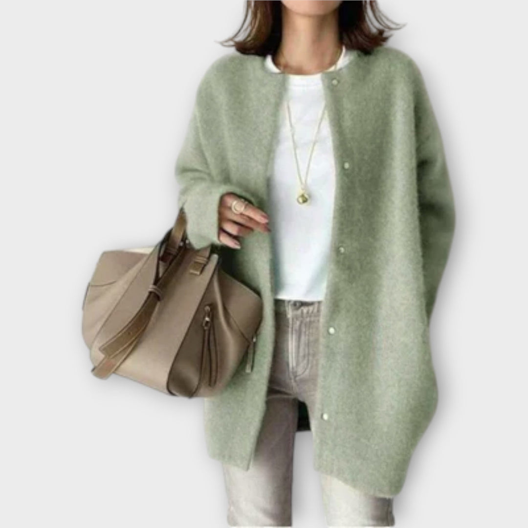 Lilly - Elegantní hnědý kardigan s knoflíkovou légou