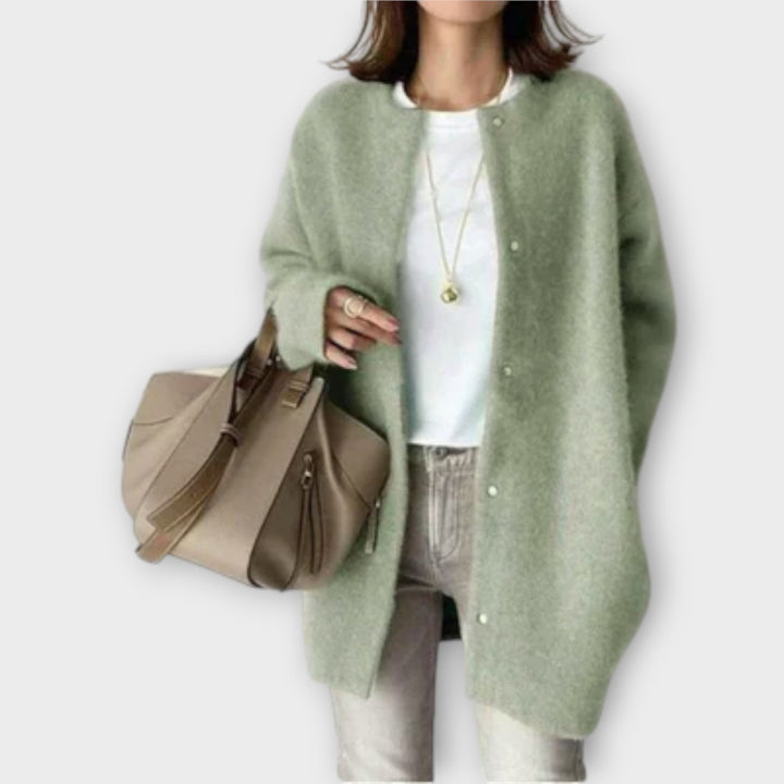 Lilly - Elegantní hnědý kardigan s knoflíkovou légou