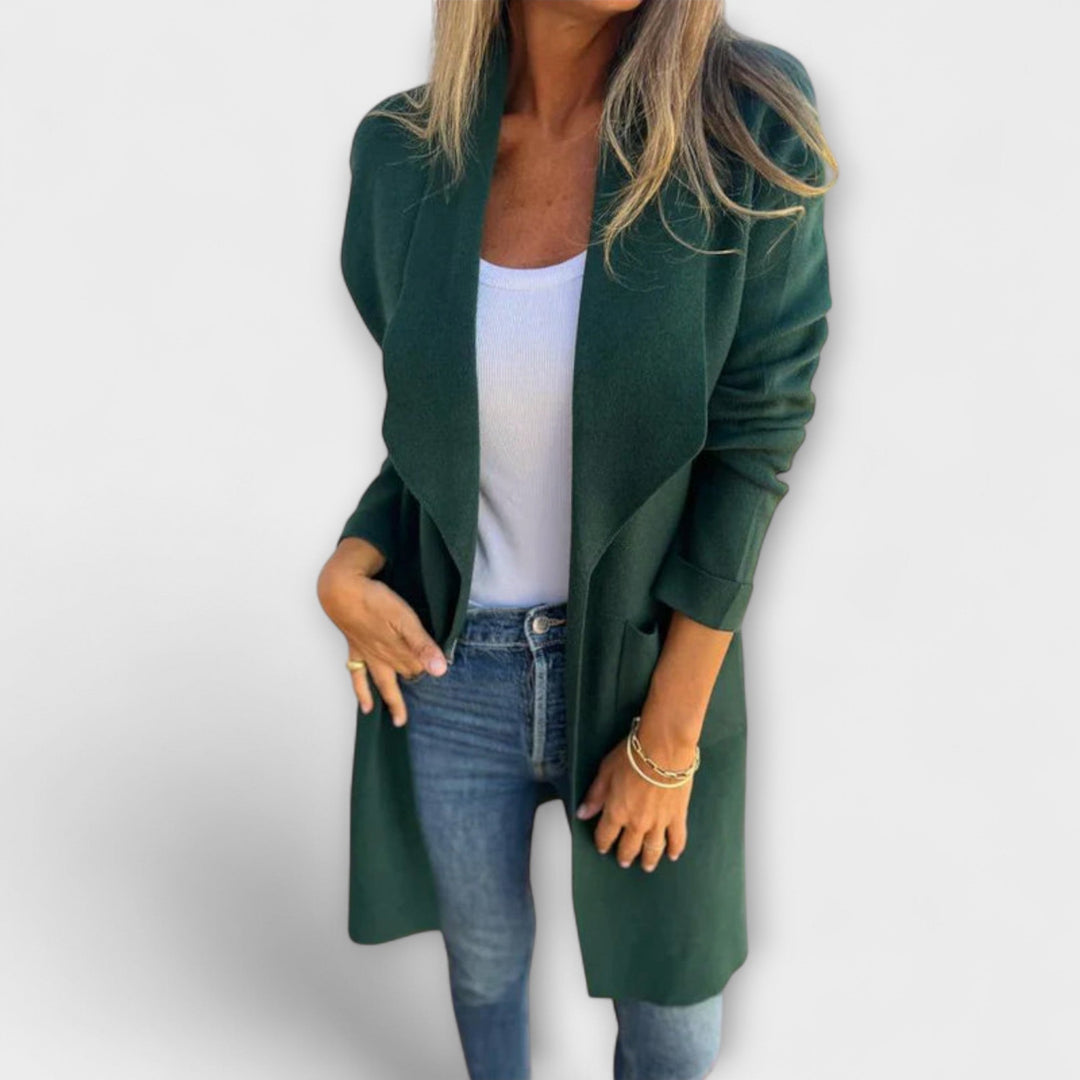 Eliane - Elegantní dlouhý šedý kardigan