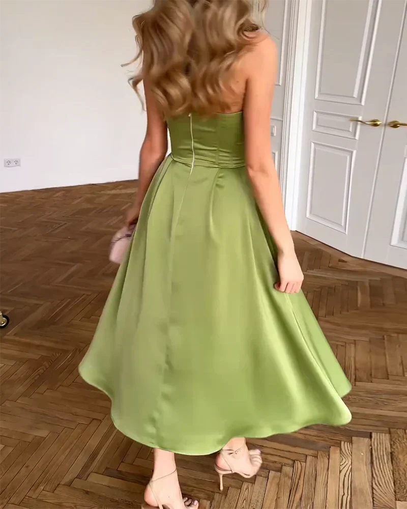 Liora | Elegantní midi šaty bez ramínek