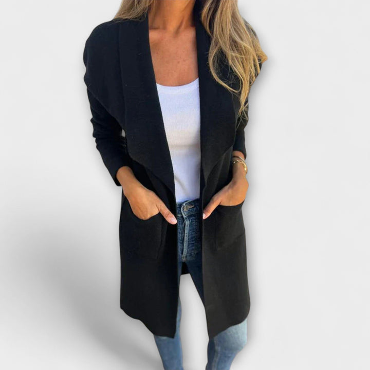 Eliane - Elegantní dlouhý šedý kardigan