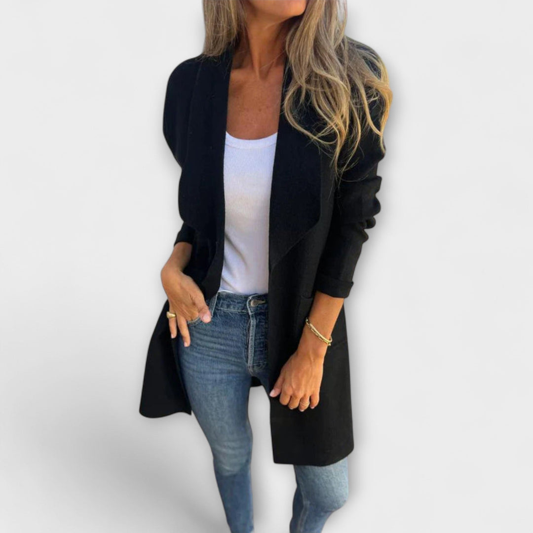 Eliane - Elegantní dlouhý šedý kardigan