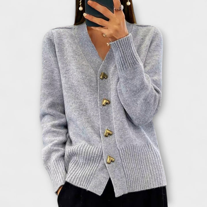 Marij - Tmavě modrý kardigan s výstřihem do V ve vintage stylu