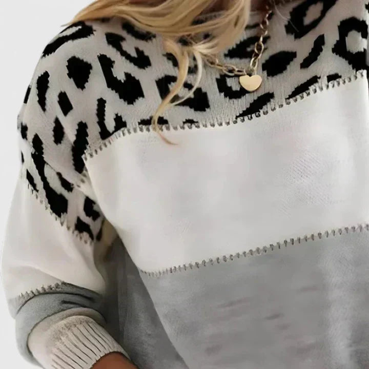 Marizelina - Stylový svetr s leopardím vzorem