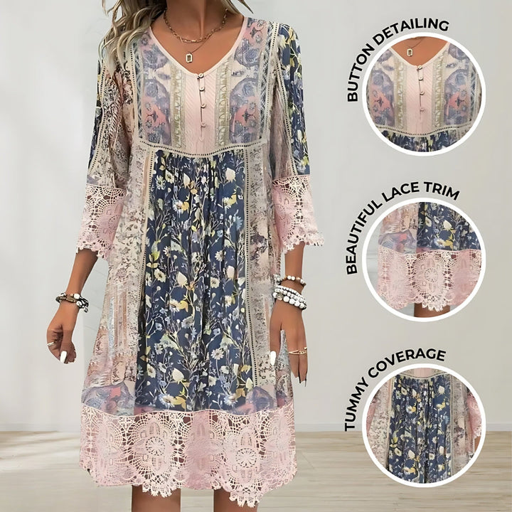 NAYA | SPLÝVAVÉ BOHO MIDI ŠATY V LUXUSNÍM STYLU