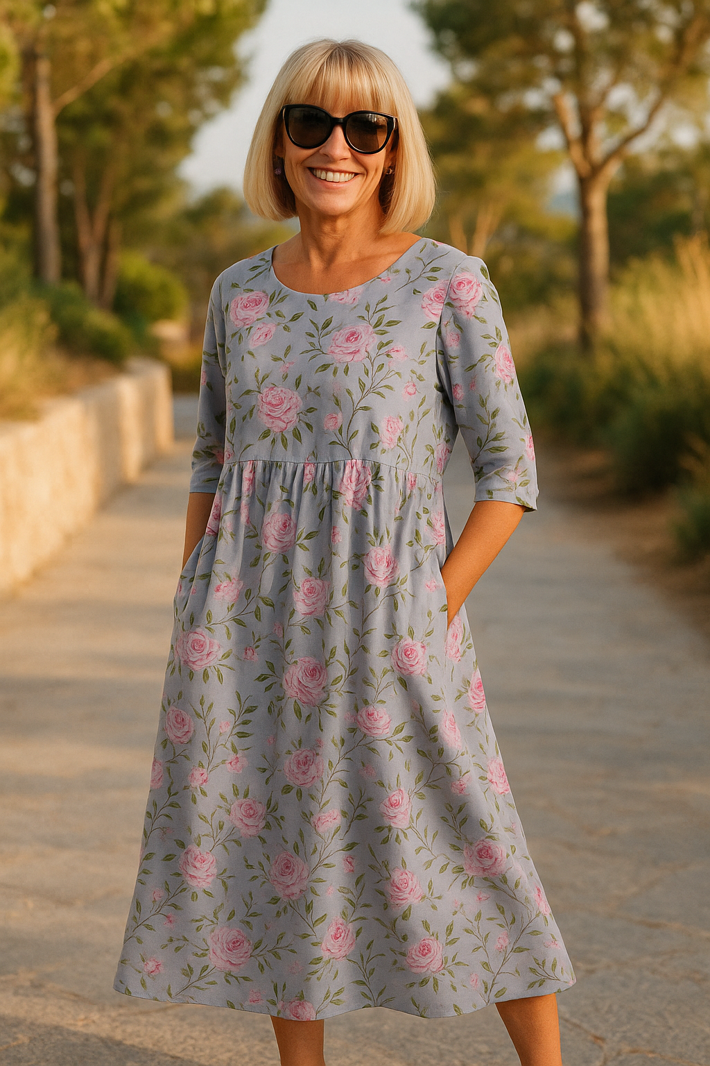 Elize - Volné midi šaty – nenucená elegance, každodenní pohodlí