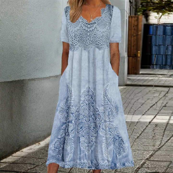 INDIGO | ELEGANTNÍ KVĚTINOVÉ MIDI ŠATY