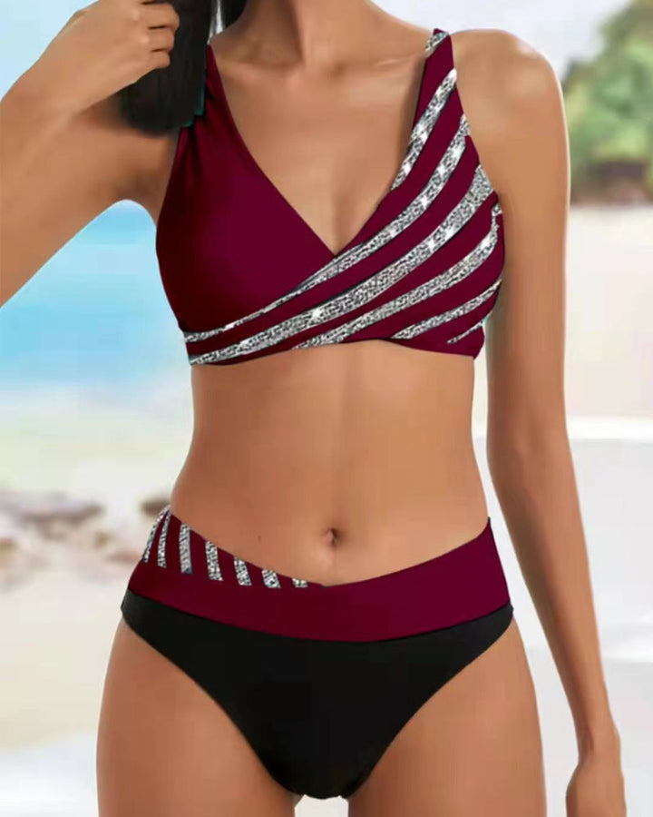 Mona - Bikiny s potiskem v teplých odstínech