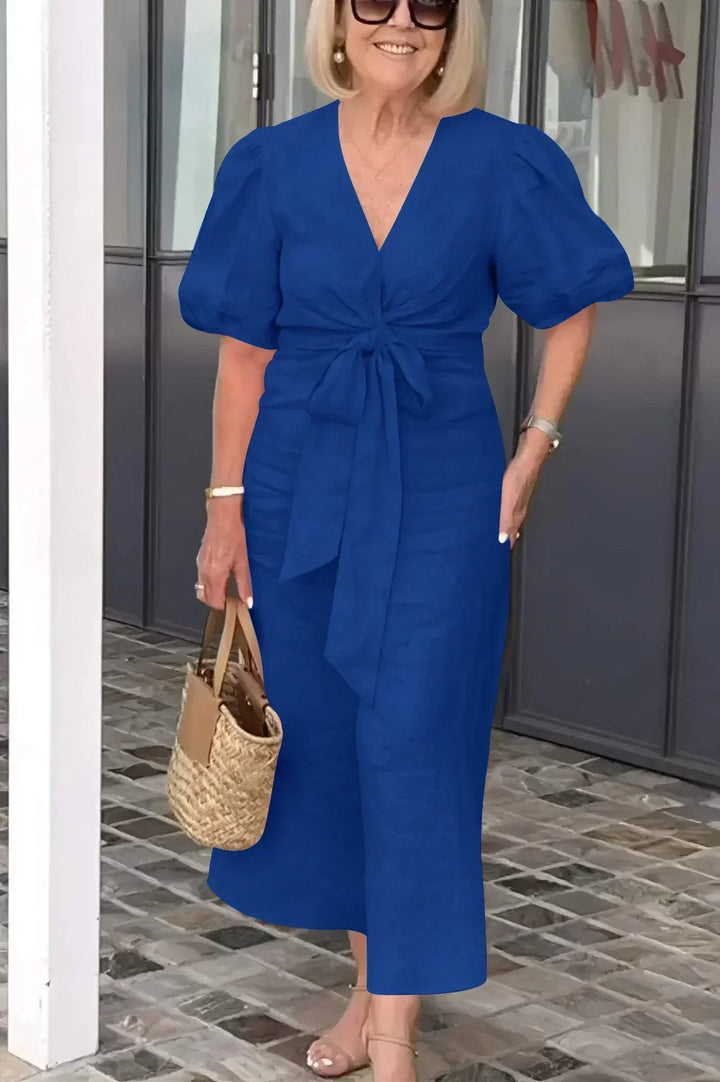 LYNORA | ELEGANTNÍ MIDI ŠATY S VÝSTŘIHEM DO V
