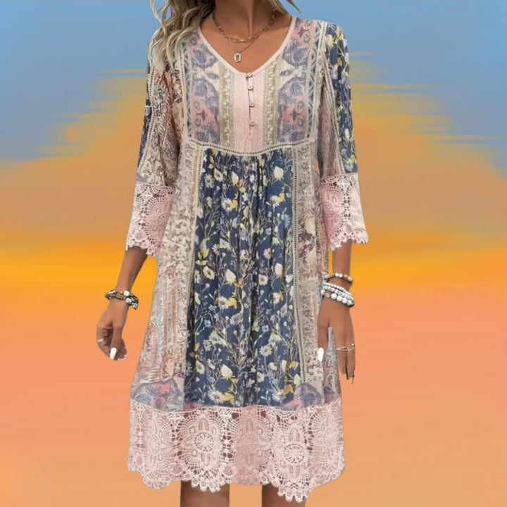 NAYA | SPLÝVAVÉ BOHO MIDI ŠATY V LUXUSNÍM STYLU