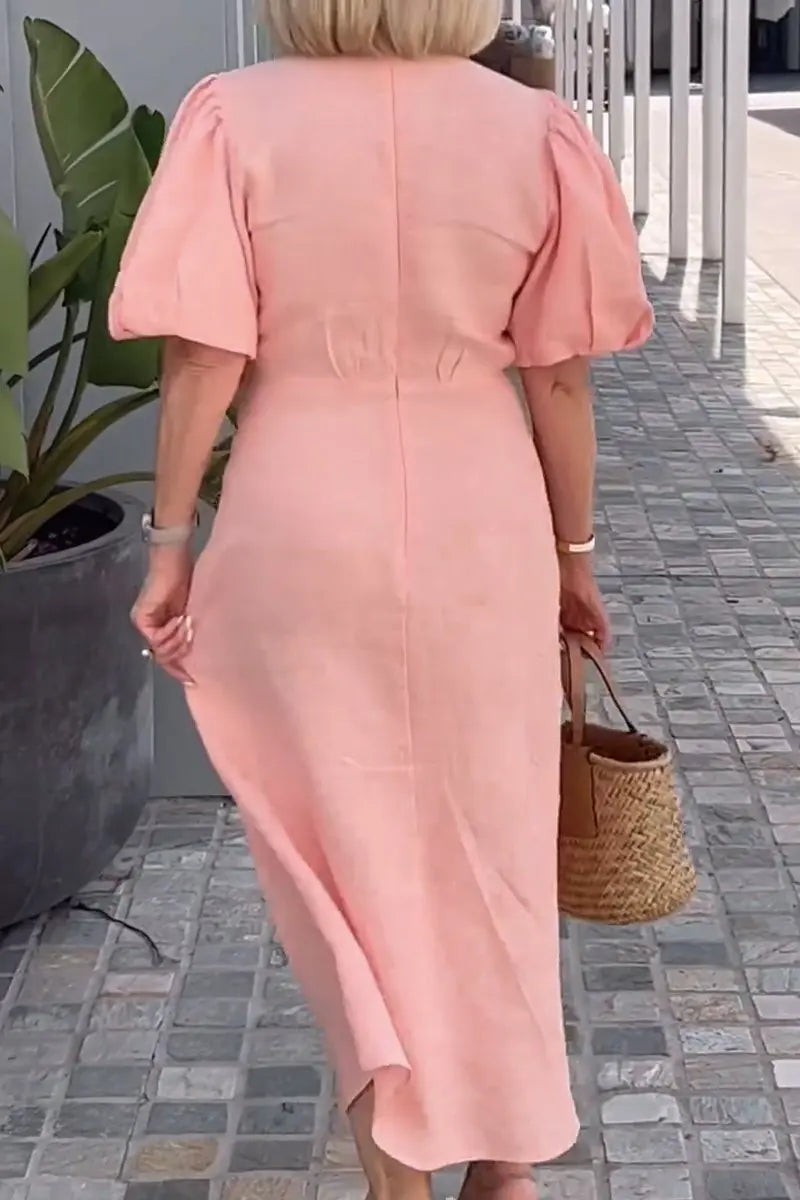 LYNORA | ELEGANTNÍ MIDI ŠATY S VÝSTŘIHEM DO V