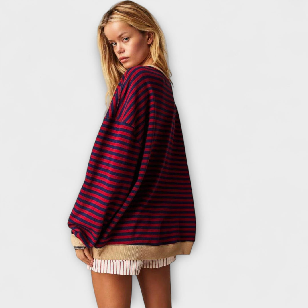 Mary - Lila pruhovaný oversized svetr