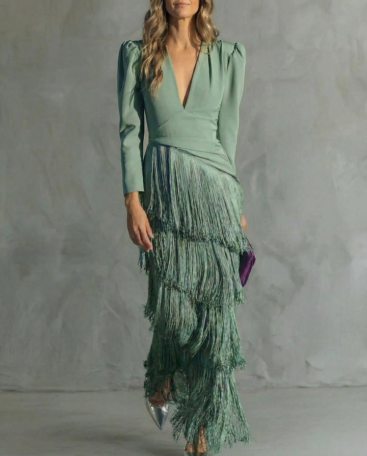 Chiara | Elegantní šaty s třásňovými rukávy