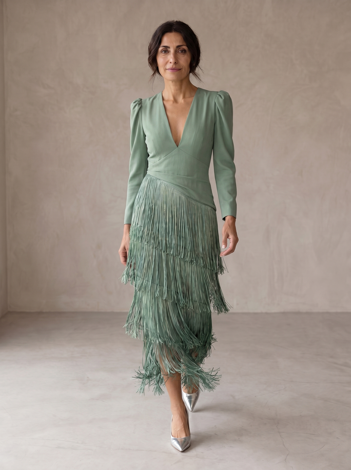 Chiara | Elegantní šaty s třásňovými rukávy