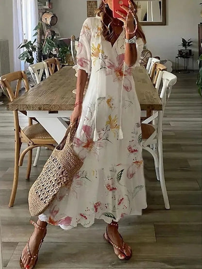 Michaela - Boho šaty s lichotivým střihem přes bříško